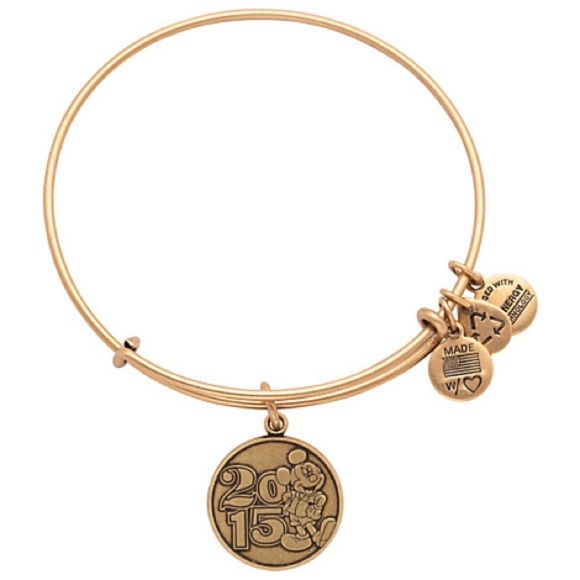 Disney Alex And Ani Bracelet 2015 Mickey Mouse Logo - Gold - Picture 1 of 6